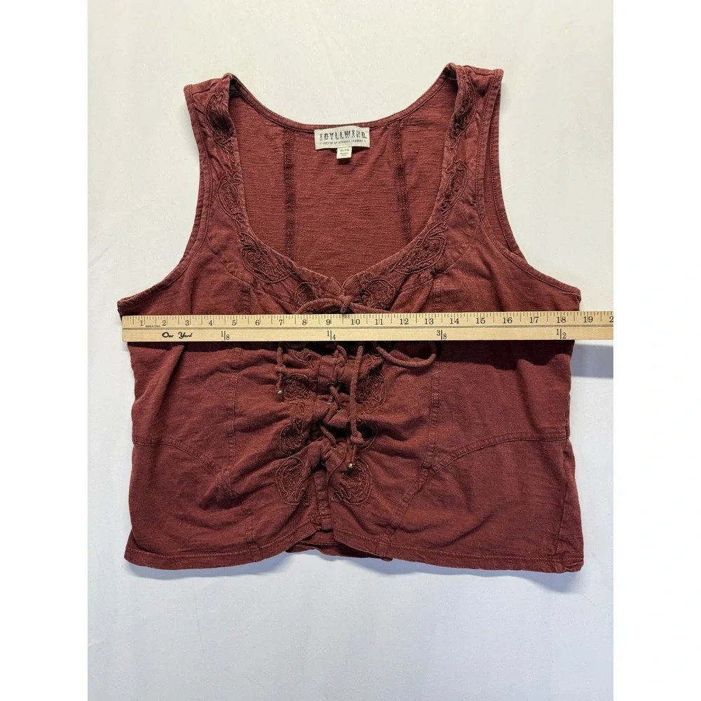 Idyllwind Fueled by Miranda Lambert Tank Top Women XL Maroon Embroidered Lace Up